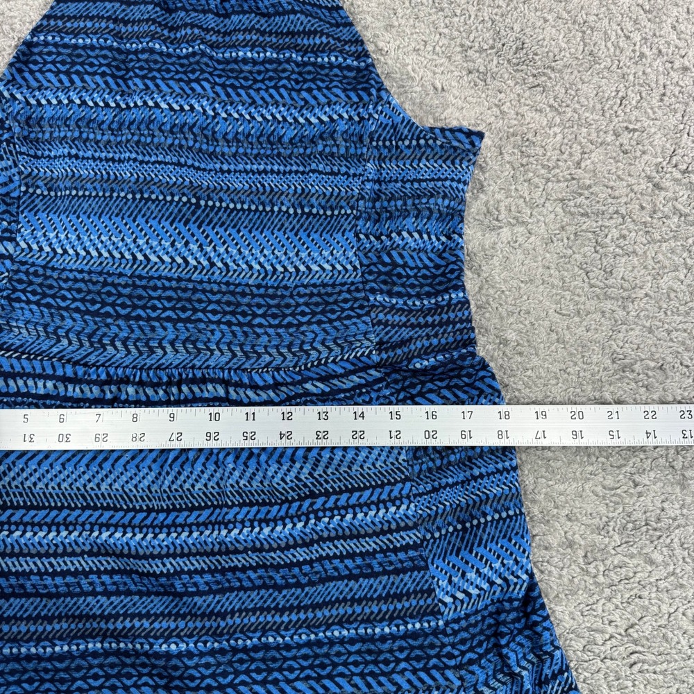 Ibex Womens Blue Geometric 100% Merino Wool Halter Neck A-Line Dress L *FLAWS* - Picture 10 of 13